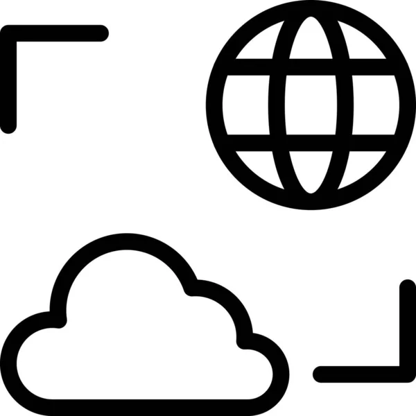 Nube Tierra Icono Global Estilo Esquema — Vector de stock
