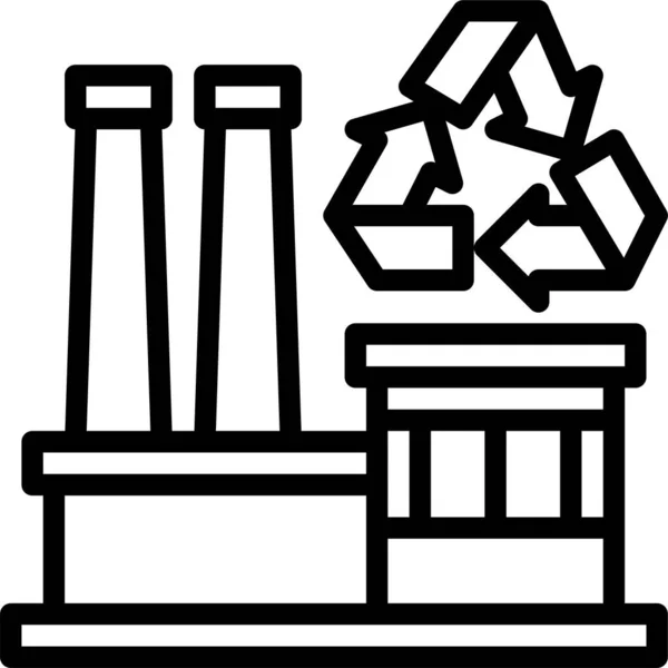 Icona Del Riciclo Dell Impianto Riciclaggio — Vettoriale Stock