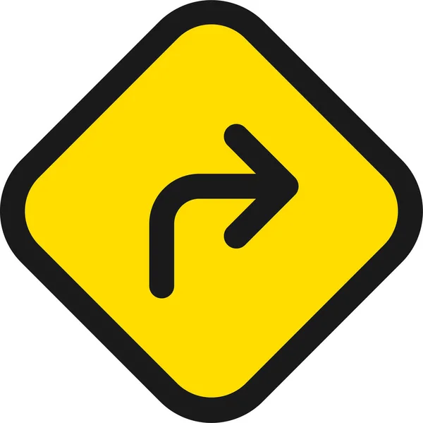 Значок Поворота Дорожного Знака Стиле Заполненного Контура — стоковый вектор