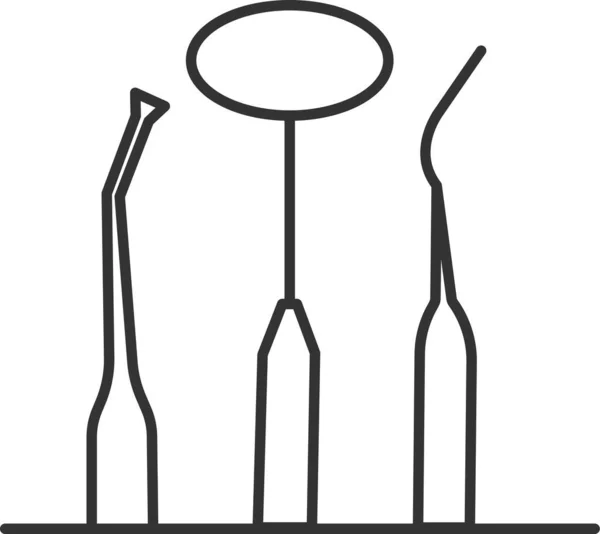 Иконка Стоматологических Инструментов Стиле Наброска — стоковый вектор