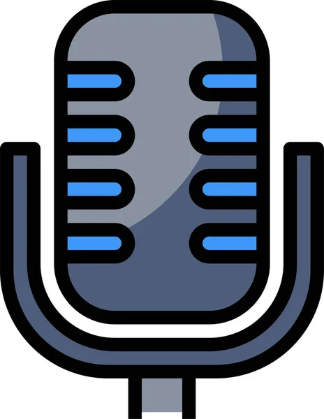 Electronics Microphone Radio Icon Filled Outline Style — Stock Vector