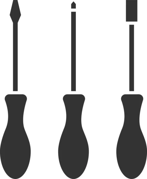 Outil Main Instrument Tournevis Icône Dans Style Solide — Image vectorielle