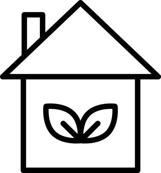 Construcción Eco Home Icono Estilo Esquema — Archivo Imágenes Vectoriales