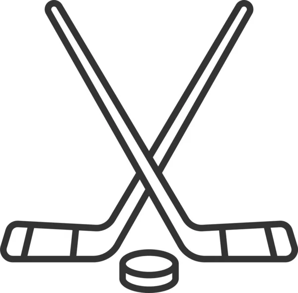 Apparatuur Spel Ijshockey Pictogram Omtrek Stijl — Stockvector