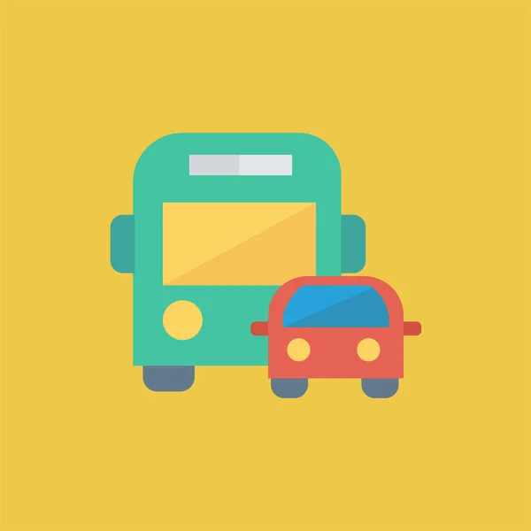 Auto Bus Auto Pictogram Platte Stijl — Stockvector