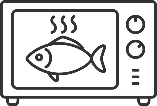 Pieczenia Ryby Ikona Gotowania Stylu Zarysu — Wektor stockowy