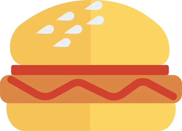 Hamburger Çizburger Düz Stil Ikon Pişirildi — Stok Vektör