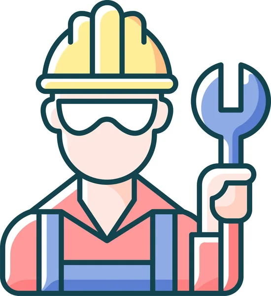 Trabajador Reparador Constructor Icono Estilo Contorno Lleno — Archivo Imágenes Vectoriales