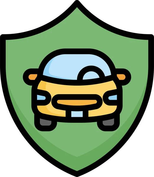Auto Insurance Car Icon Filled Outline Style — Stock Vector
