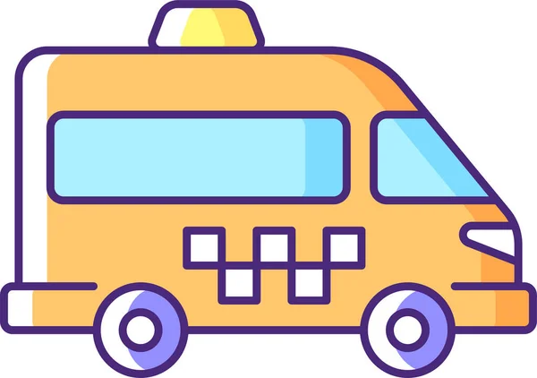 Servizio Taxi Minibus Icona Pieno Stile Contorno — Vettoriale Stock
