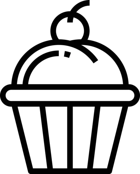 Pastel Panadería Icono Cereza Estilo Esquema — Vector de stock