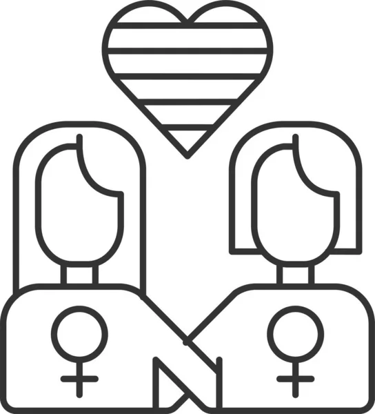 Lgbt女同性恋关系图标 — 图库矢量图片