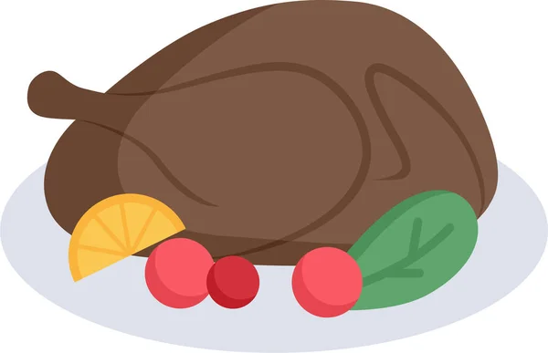 Turkey Roasted Thanksgiving Icon — Stock Vector