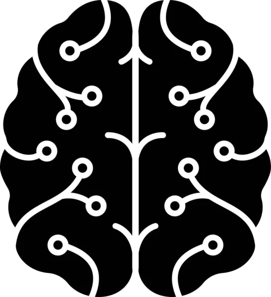 Inteligencia Artificial Cerebro Icono Digital Estilo Sólido — Vector de stock