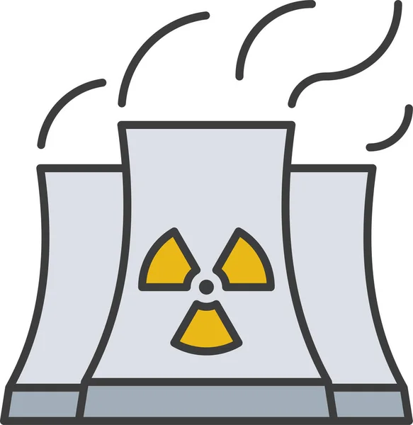 Ikona Elektrowni Atomowej Energii Jądrowej Stylu Wypełnionym — Wektor stockowy