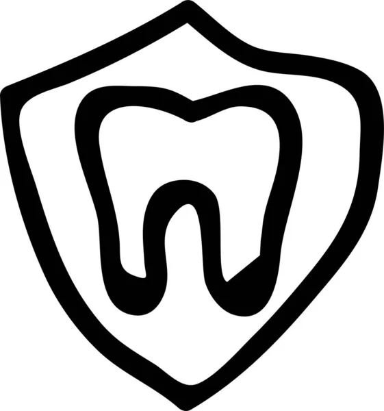 Antivirus Badge Dental Icon Handdrawn Style — Stock Vector