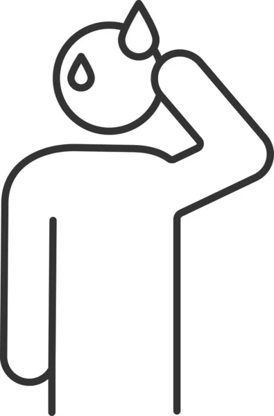 Тревожный Холодный Пот Нервная Икона Стиле Очертаний — стоковый вектор