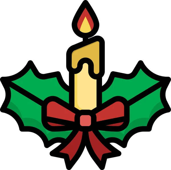 Vela Navidad Icono Ornamental — Vector de stock