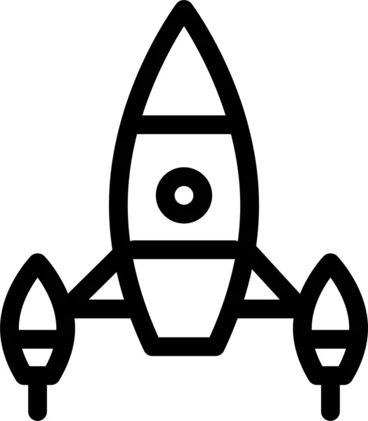 Cohete Nave Espacial Icono Aceleración Estilo Esquema — Vector de stock