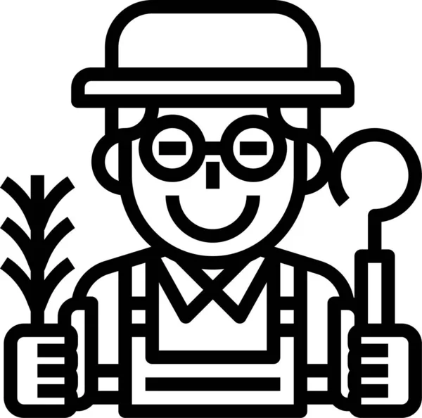 Agriculteur Récolte Occupation Icône Dans Style Contour — Image vectorielle