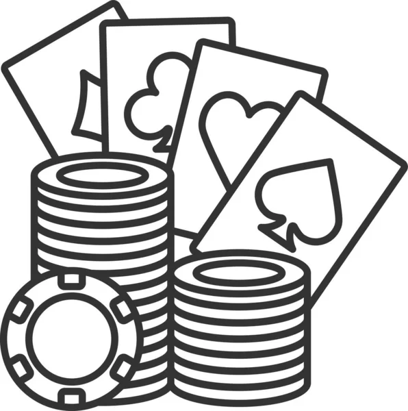 Blackjack Κάρτα Καζίνο Εικονίδιο Στυλ Περίγραμμα — Διανυσματικό Αρχείο