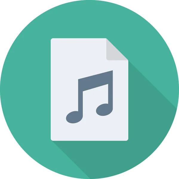 Audio Dokument Icon Long Shadow Stil — Stockvektor