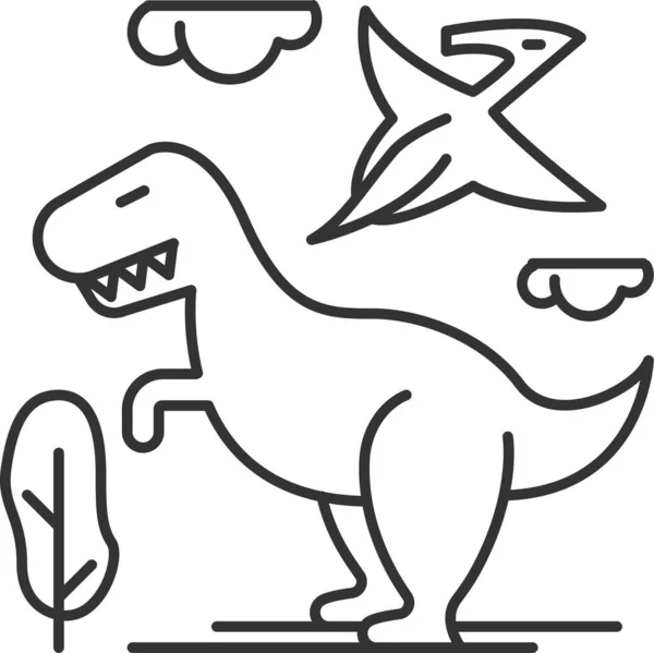 Ikon Jurassic Dinosaurus Hewan Dalam Kategori Pendidikan Sekolah - Stok Vektor