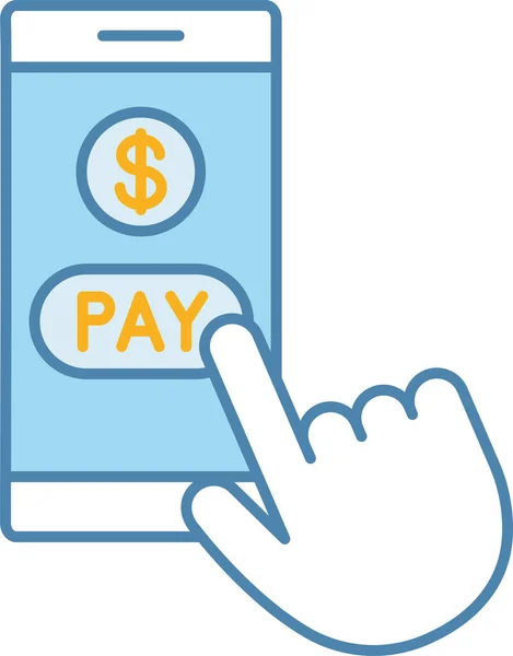 Bankacılık Ödeme Mobil Simgesi Tam Taslak Biçimi — Stok Vektör