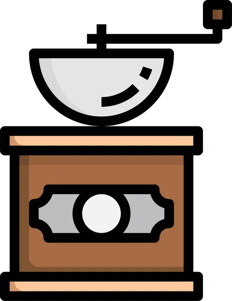 Coffee Mill Food Icon Filled Outline Style — Stock Vector