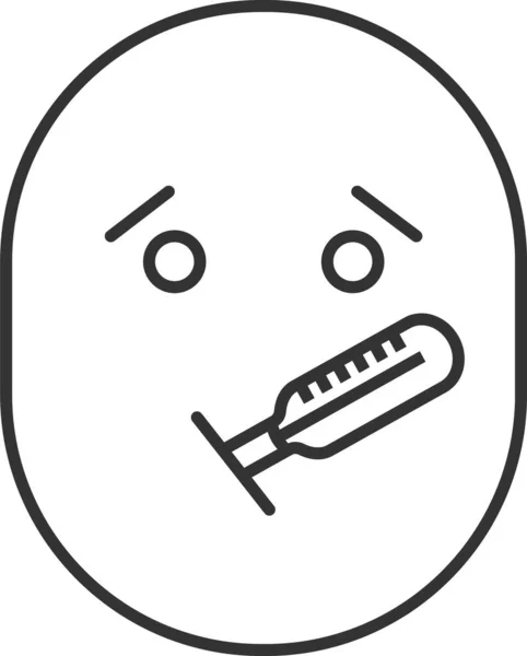 Emoticon Icona Febbre Emoji Stile Contorno — Vettoriale Stock
