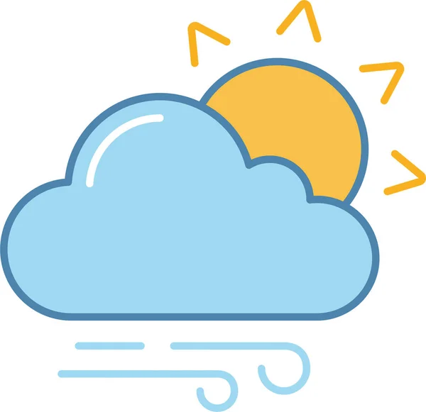 Nube Nuvoloso Sole Icona Pieno Stile Contorno — Vettoriale Stock