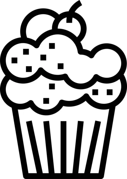 Cupcakes Comida Desayuno Icono Estilo Del Esquema — Archivo Imágenes Vectoriales