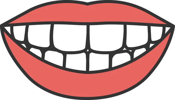 Οδοντικό Στόμα Χαμόγελο Εικονίδιο Στυλ Γεμάτο Περίγραμμα — Διανυσματικό Αρχείο