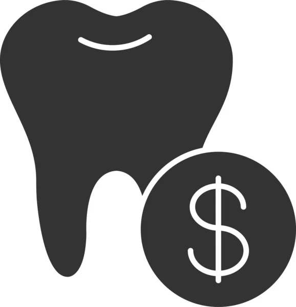 Costo Icono Dólar Dental Estilo Sólido — Vector de stock