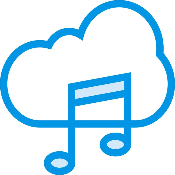 Audio Cloud Media Cloud Ikona Muzyki Stylu Filled Outline — Wektor stockowy