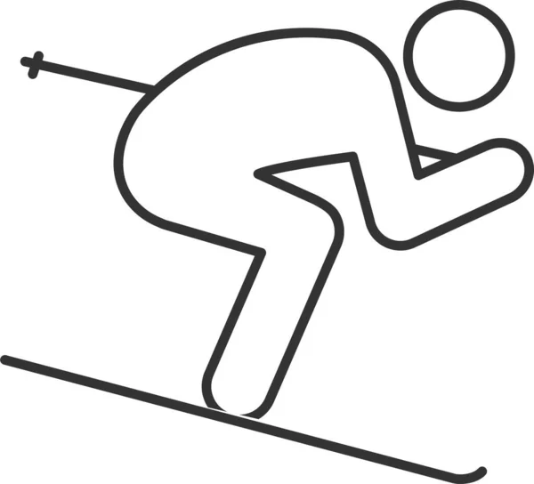 Иконка Лыжника Стиле Абрис — стоковый вектор