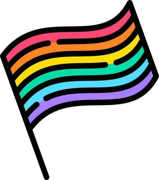 Lgbt Icono Orgullo Bandera Estilo Contorno Lleno — Vector de stock