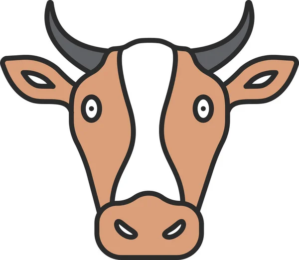 Icône Vache Boucherie Animale Dans Style Contour Rempli — Image vectorielle