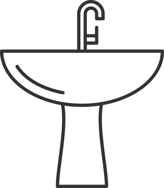 Badkamer Kraan Sanitair Pictogram Omtrek Stijl — Stockvector