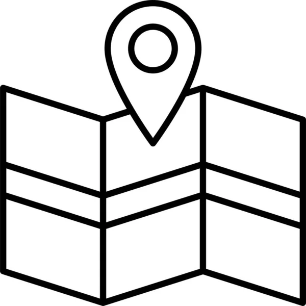 Gps Locatie Kaart Pictogram Omtrek Stijl — Stockvector