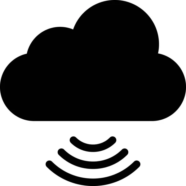 Cloud Server Signal Icon Solid Style — Stock Vector