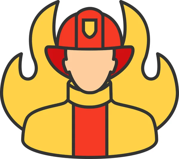 Иконка Пожарного Пожарного Стиле Полный План — стоковый вектор