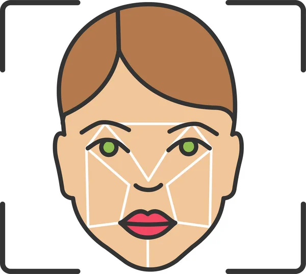 Cara Análisis Icono Impresión Facial Estilo Contorno Lleno — Vector de stock