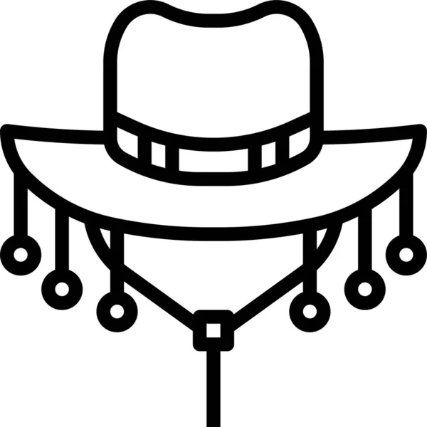 Sombrero Culturas Australiano Icono Estilo Del Esquema — Vector de stock