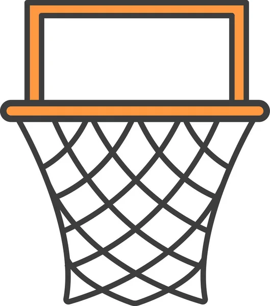 Cesta Equipo Baloncesto Icono Estilo Contorno Lleno — Vector de stock