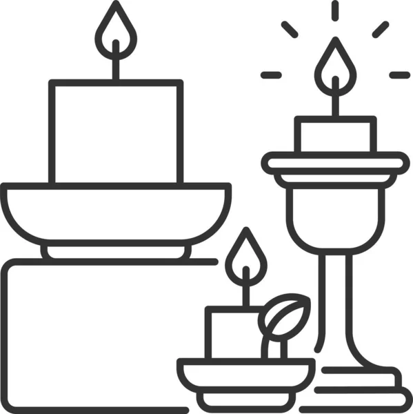 Σπίτι Διακόσμηση Κερί Κάτοχος Εικονίδιο Στυλ Περίγραμμα — Διανυσματικό Αρχείο