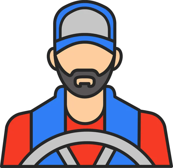 Driver Job Man Icon Filled Outline Style — Stock Vector