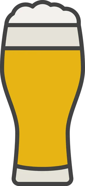Alkollü Bira Içecek Ikonu Tam Ana Hatlarıyla — Stok Vektör