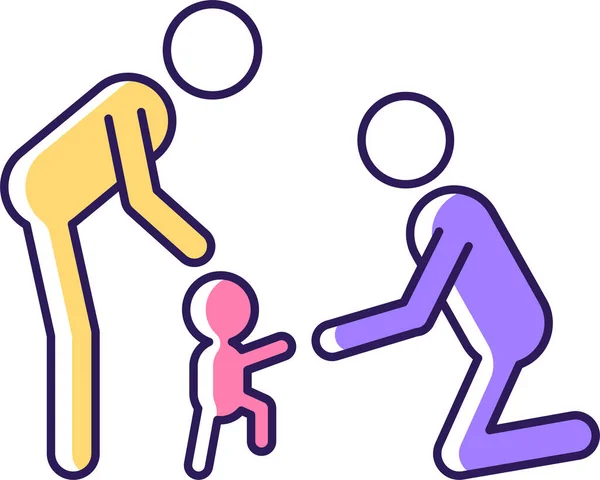 Enseignement Parental Marcher Icône — Image vectorielle