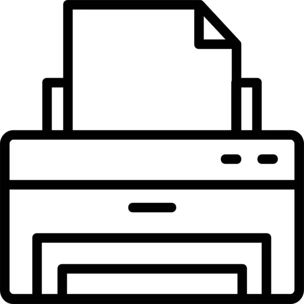 Icono Impresora Impresión Papel Estilo Esquema — Vector de stock